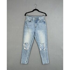 American Eagle Jeans Womens 2 Blue High Rise Mom Relaxed Distressed Denim